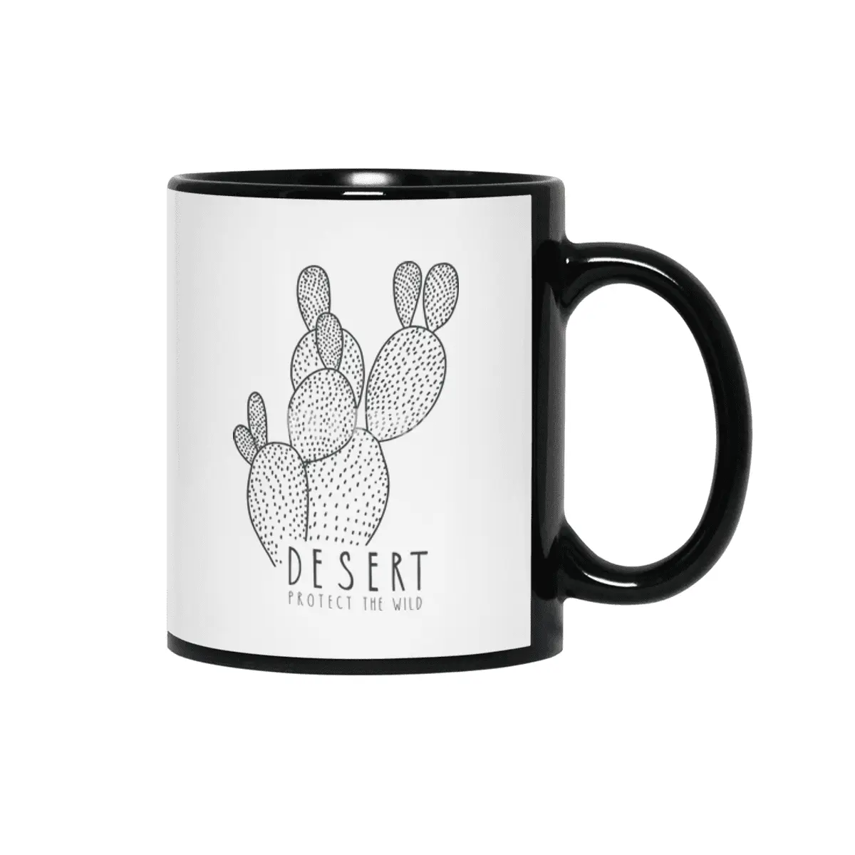 Desert Cactus Protect the Wild Drawing Siyah Kupa