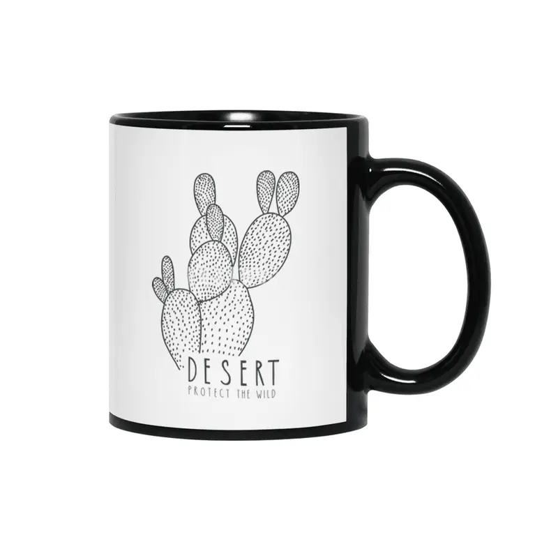Desert Cactus Protect the Wild Drawing Siyah Kupa