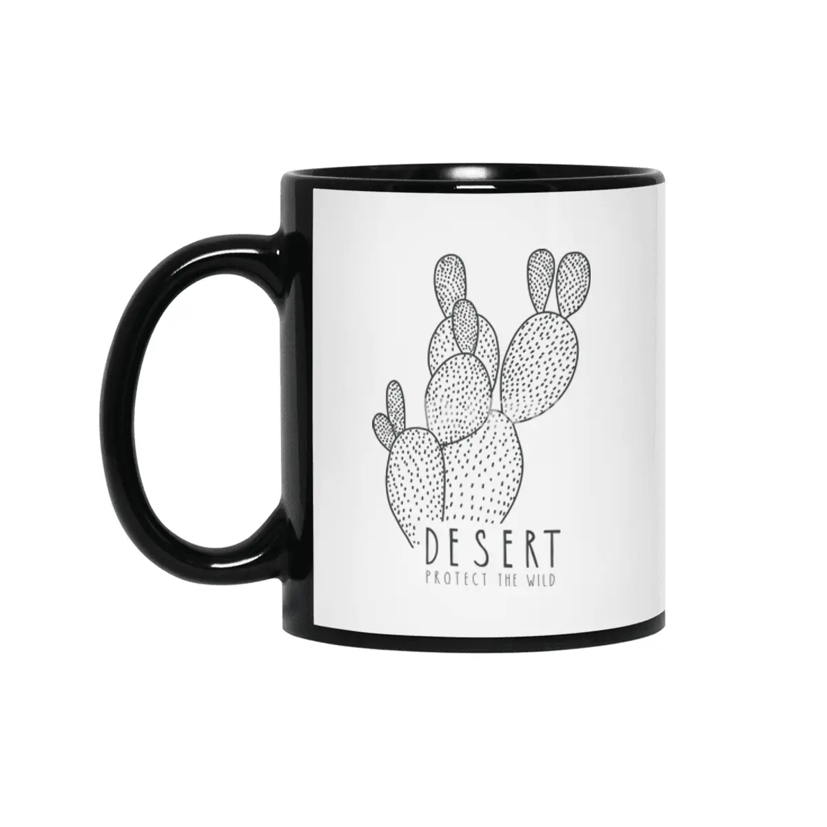 Desert Cactus Protect the Wild Drawing Siyah Kupa