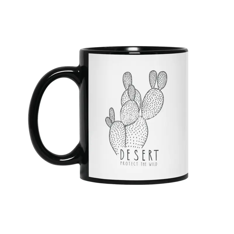 Desert Cactus Protect the Wild Drawing Siyah Kupa