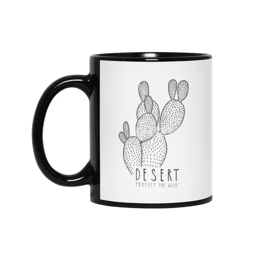 Desert Cactus Protect the Wild Drawing Siyah Kupa