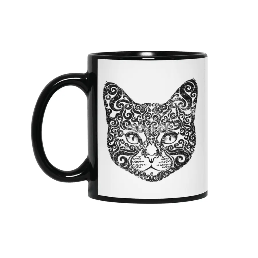 Swirly Cat Siyah Kupa