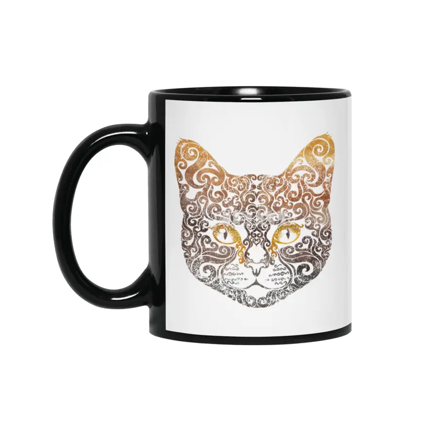 Swirly Cat Siyah Kupa