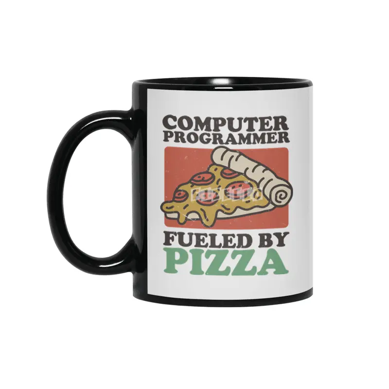 Computer Programmer Fueled By Pizza Siyah Kupa