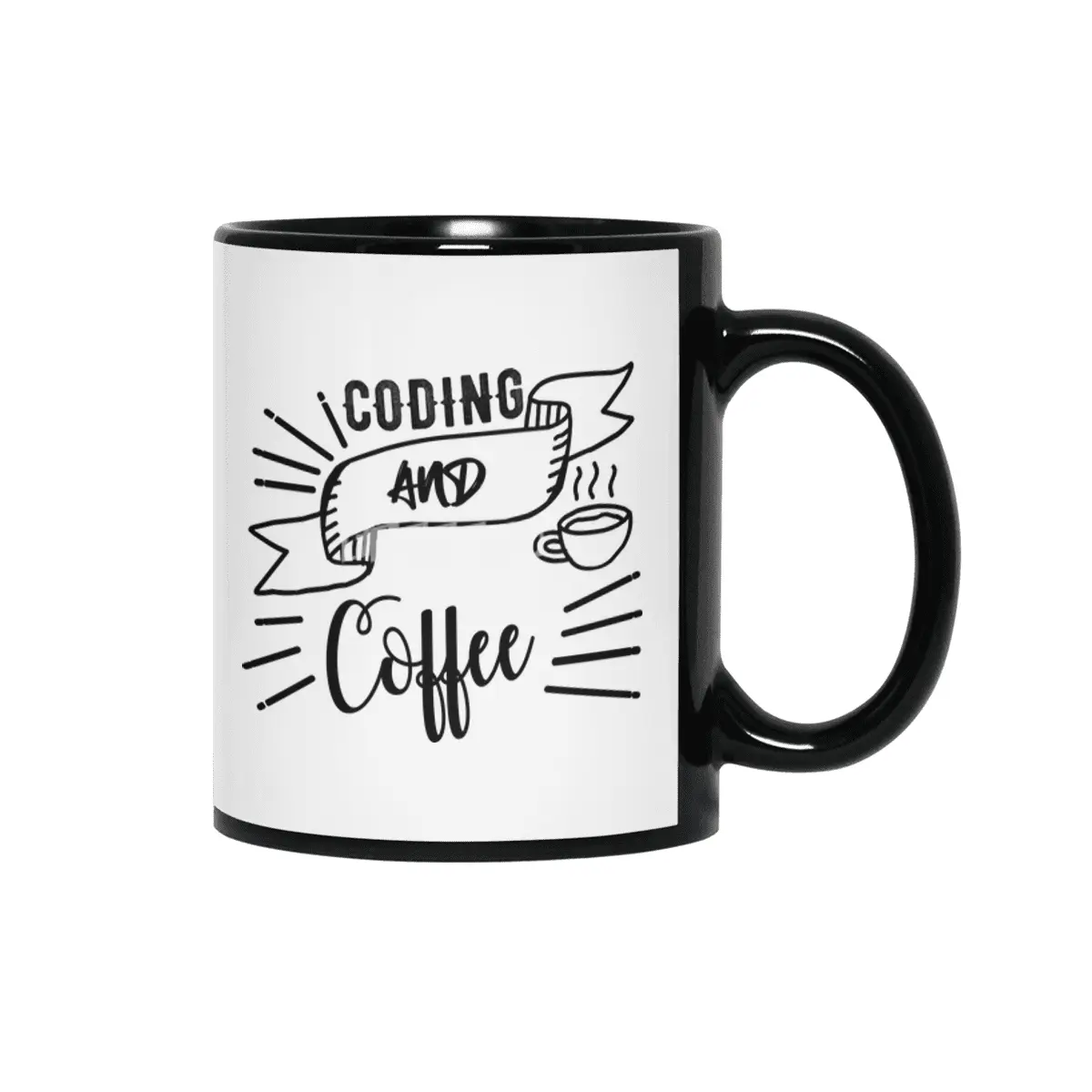 Coffee and Coding Gift idea Programmers Siyah Kupa