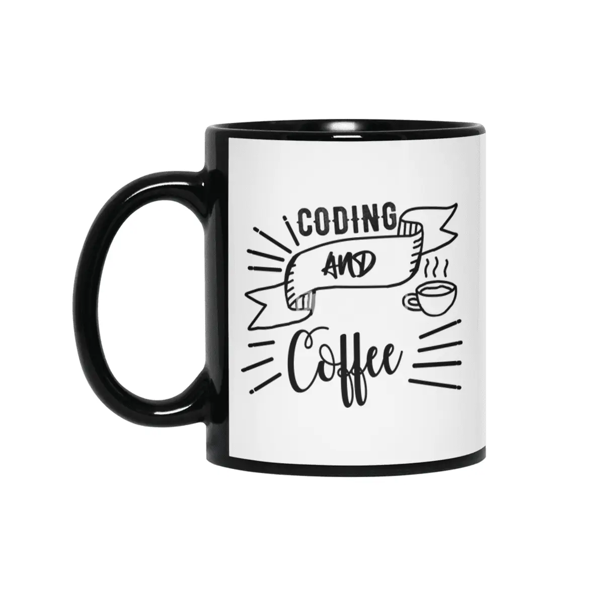 Coffee and Coding Gift idea Programmers Siyah Kupa