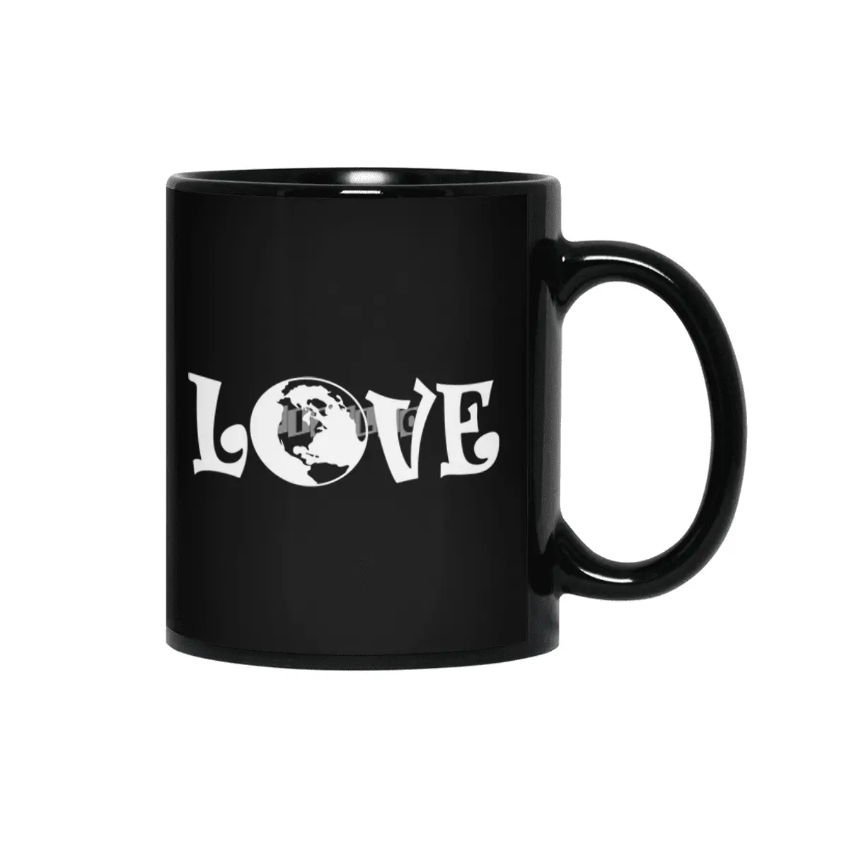 Love Earth Hippie Mother Earth Globe Siyah Kupa