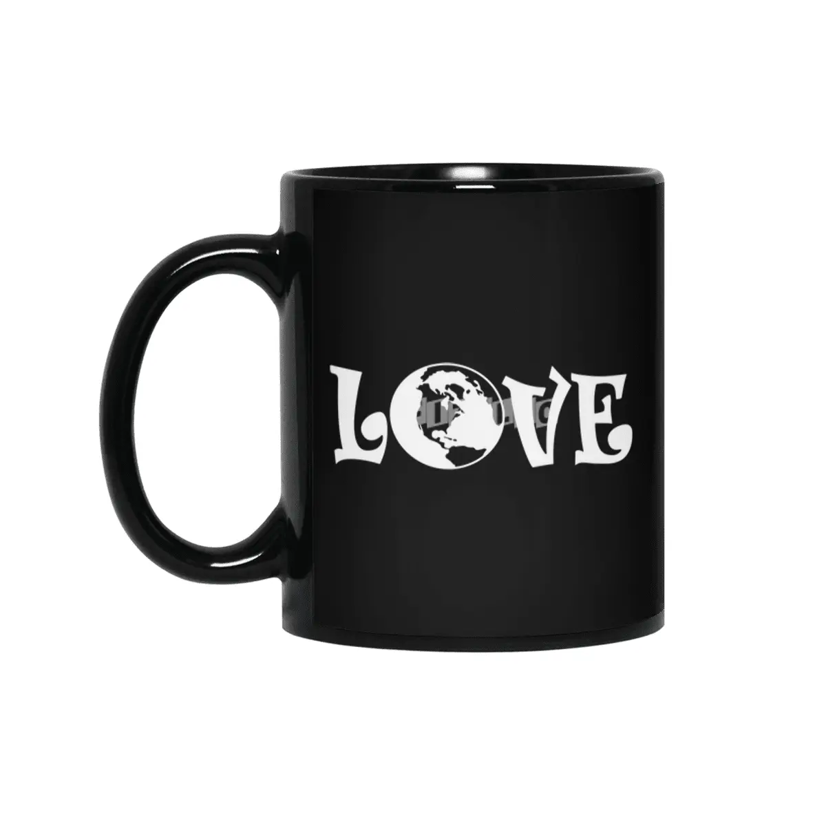 Love Earth Hippie Mother Earth Globe Siyah Kupa