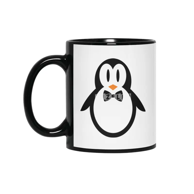 bow tie penguin cute cartoon animal character Siyah Kupa