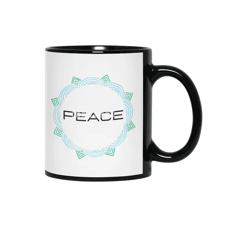 Peace Mandala | Yoga | Pilates | Rave | Floral Siyah Kupa