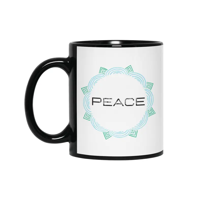 Peace Mandala | Yoga | Pilates | Rave | Floral Siyah Kupa