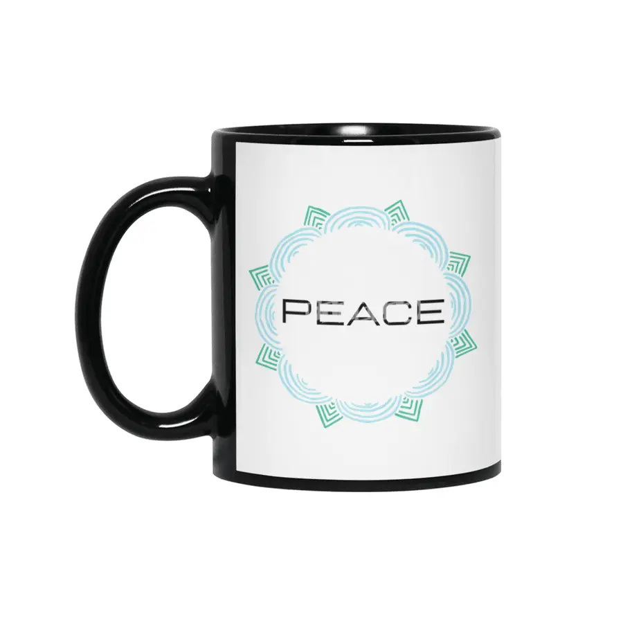 Peace Mandala | Yoga | Pilates | Rave | Floral Siyah Kupa