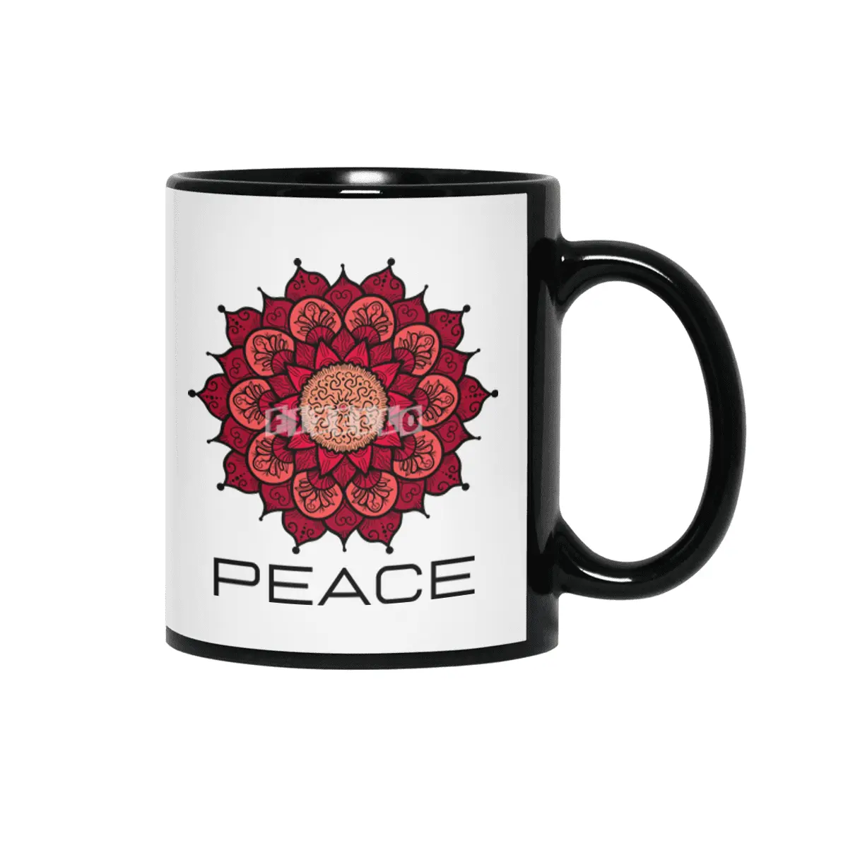Peace Mandala | Yoga | Pilates | Rave | Floral Siyah Kupa