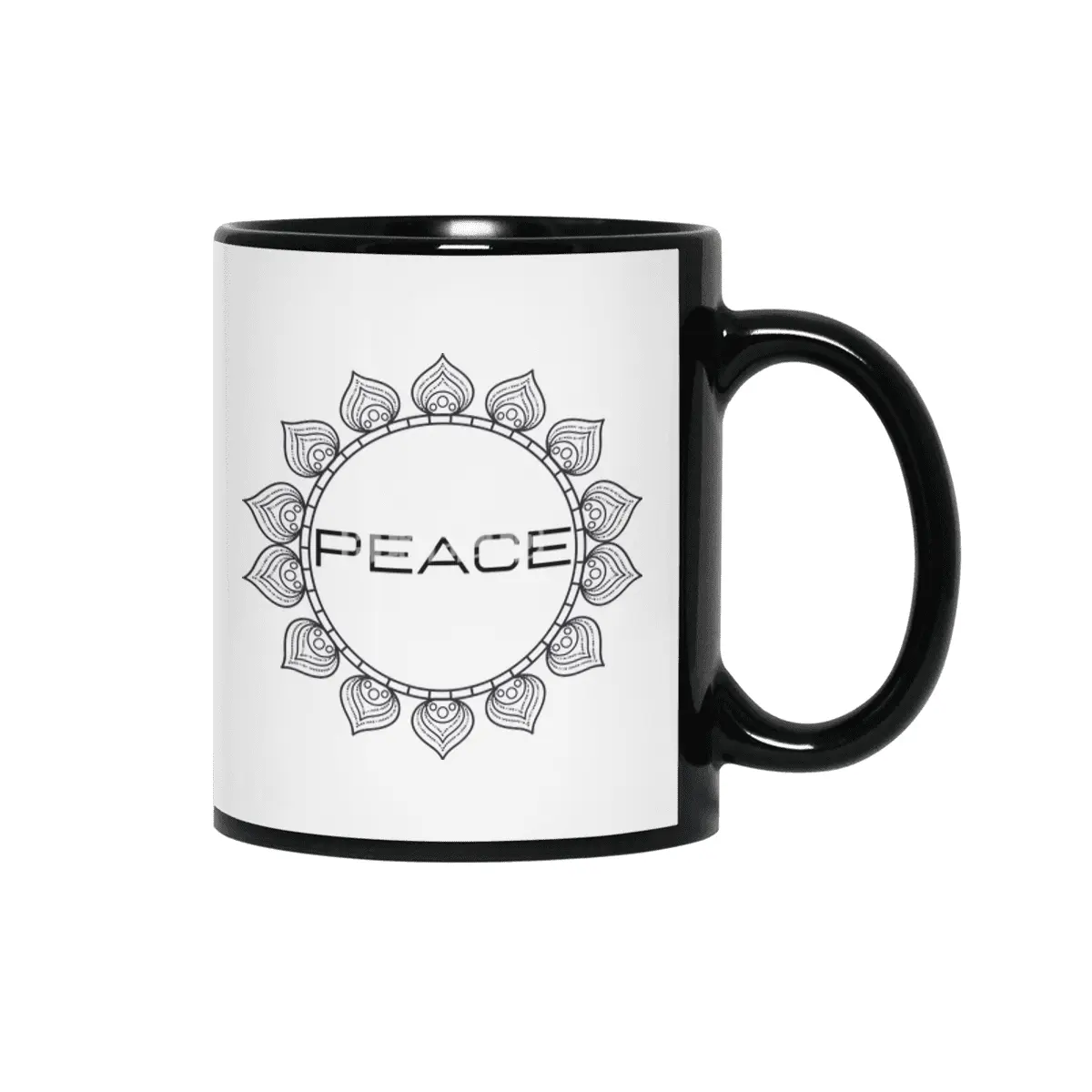Peace Mandala | Yoga | Pilates | Rave | Floral Siyah Kupa