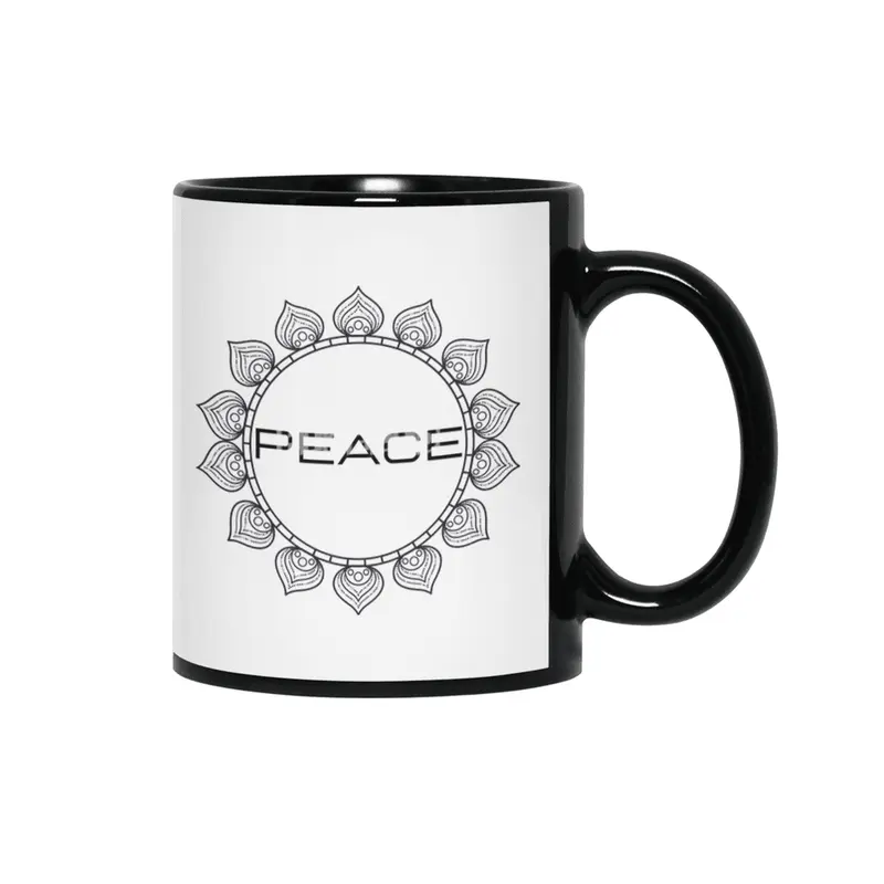 Peace Mandala | Yoga | Pilates | Rave | Floral Siyah Kupa