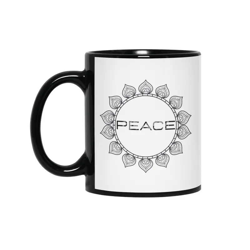 Peace Mandala | Yoga | Pilates | Rave | Floral Siyah Kupa