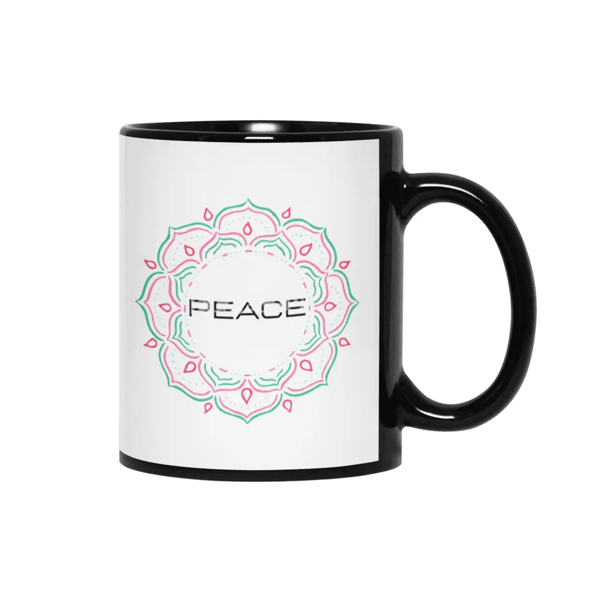 Peace Mandala | Yoga | Pilates | Rave | Floral Siyah Kupa