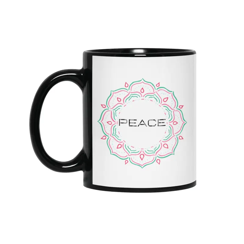 Peace Mandala | Yoga | Pilates | Rave | Floral Siyah Kupa