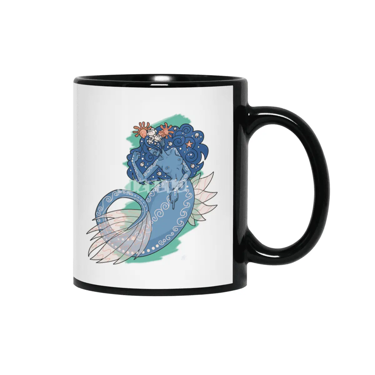 Mermaid Grabs Back Siyah Kupa