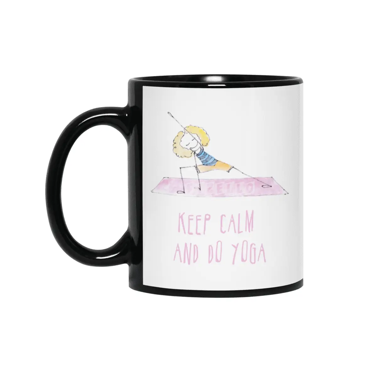 Happy girl in the yoga position Siyah Kupa