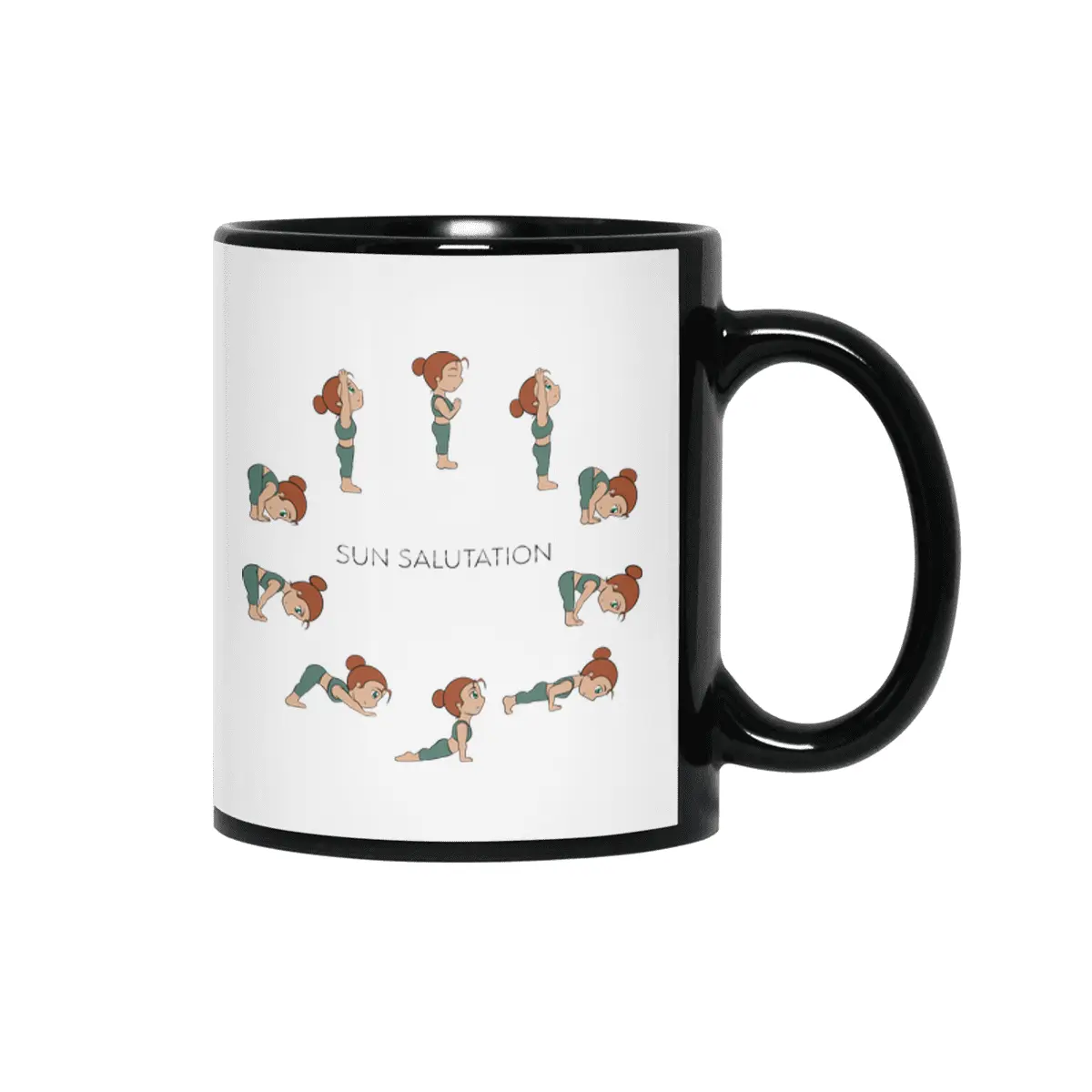 Chibi Yoga - Sun Salutation Circle Siyah Kupa