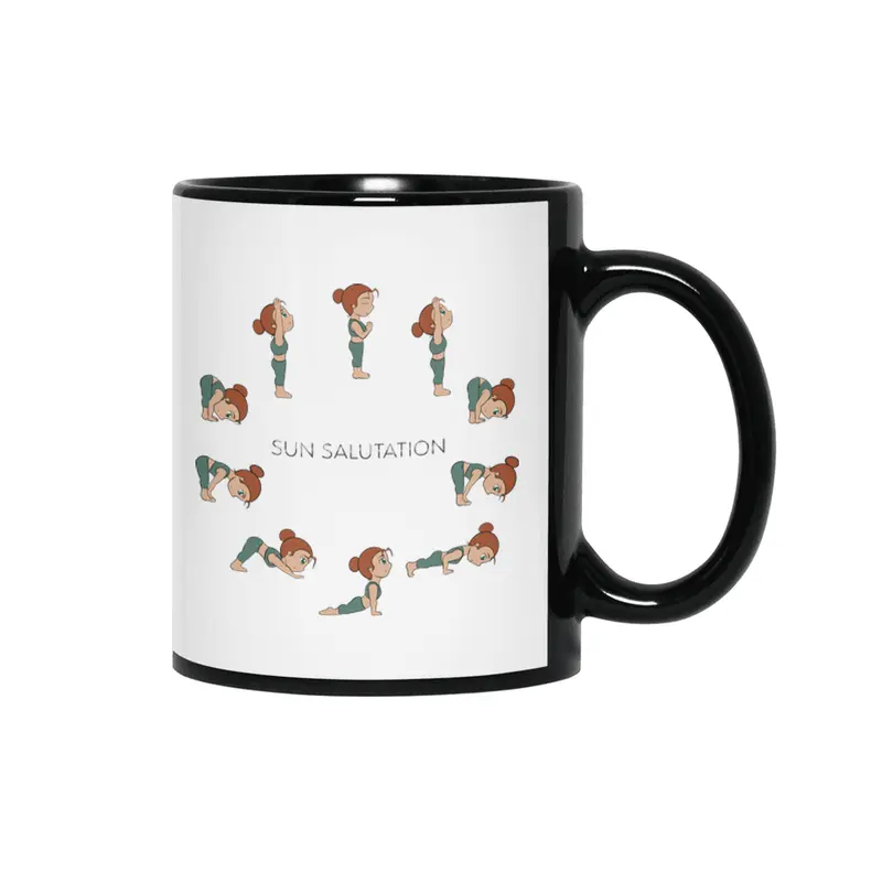 Chibi Yoga - Sun Salutation Circle Siyah Kupa