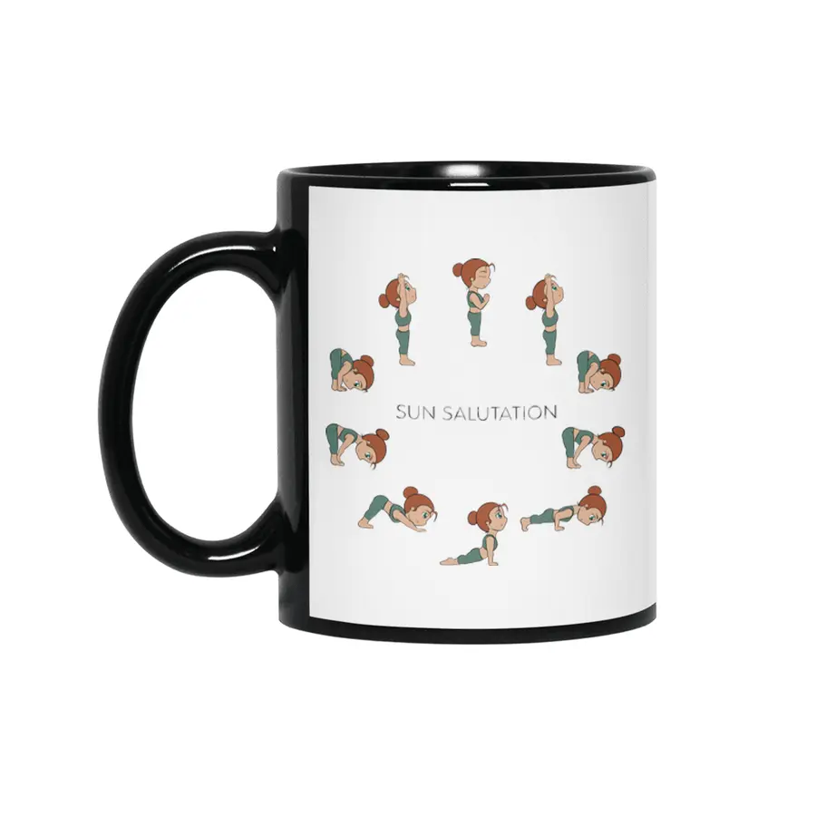 Chibi Yoga - Sun Salutation Circle Siyah Kupa