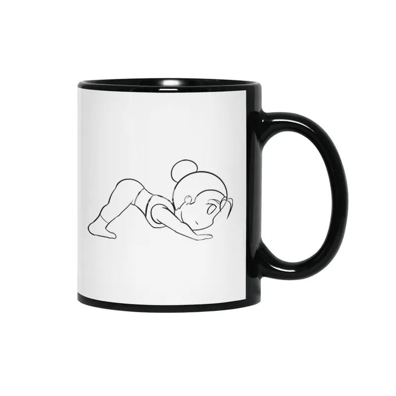Chibi Yoga Asana - Downward Facing Dog (outline) Siyah Kupa
