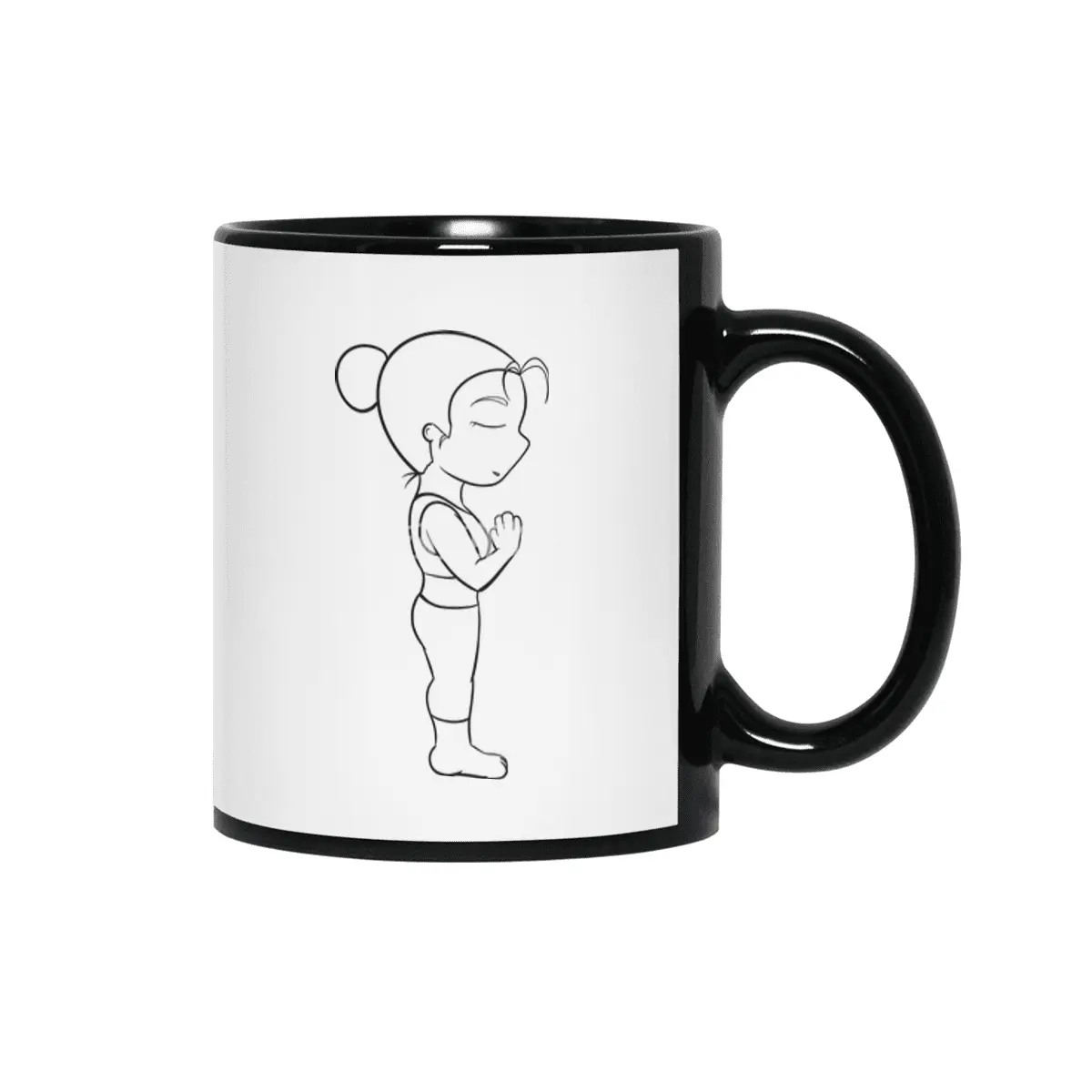 Chibi Yoga Asana - Mountain Pose (outline) Siyah Kupa