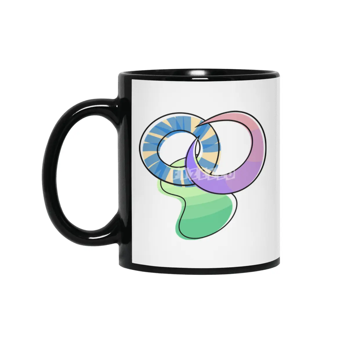 Random Colourful Shapes Siyah Kupa