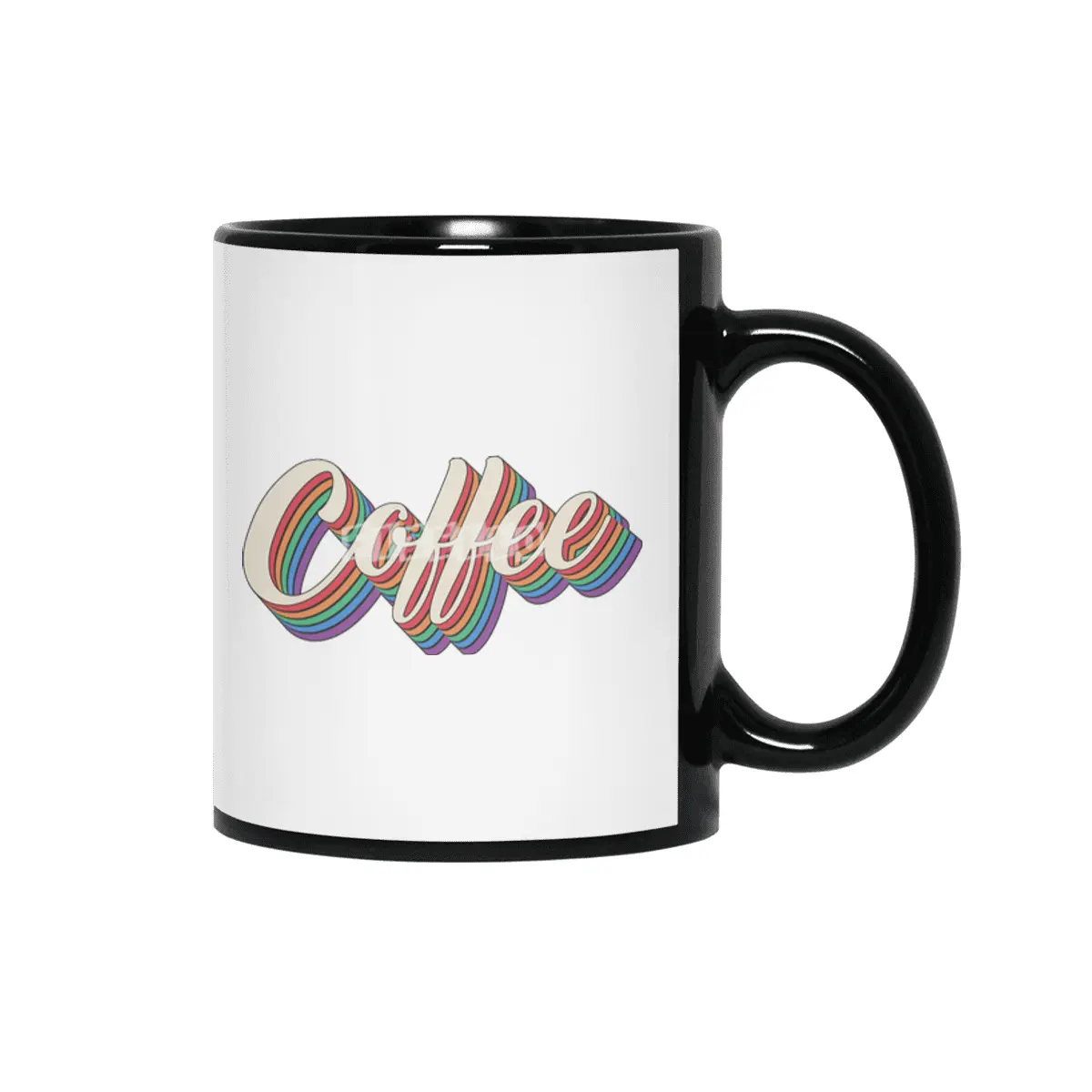 Coffee Colourful Text Siyah Kupa