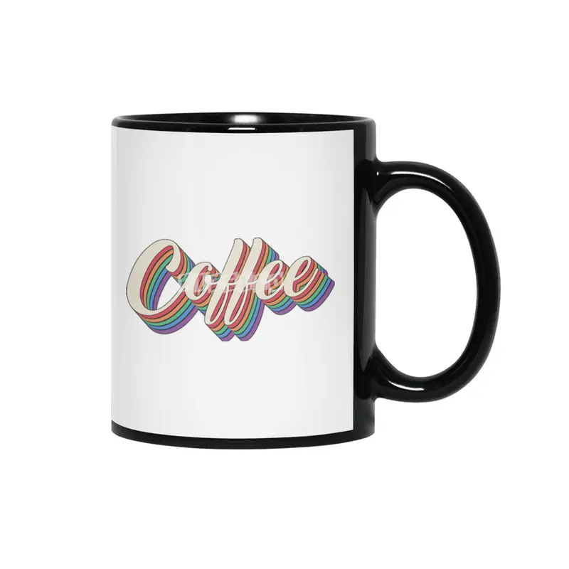 Coffee Colourful Text Siyah Kupa