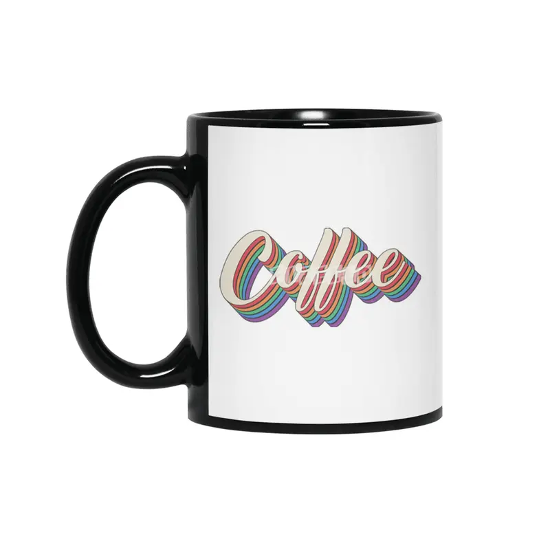 Coffee Colourful Text Siyah Kupa