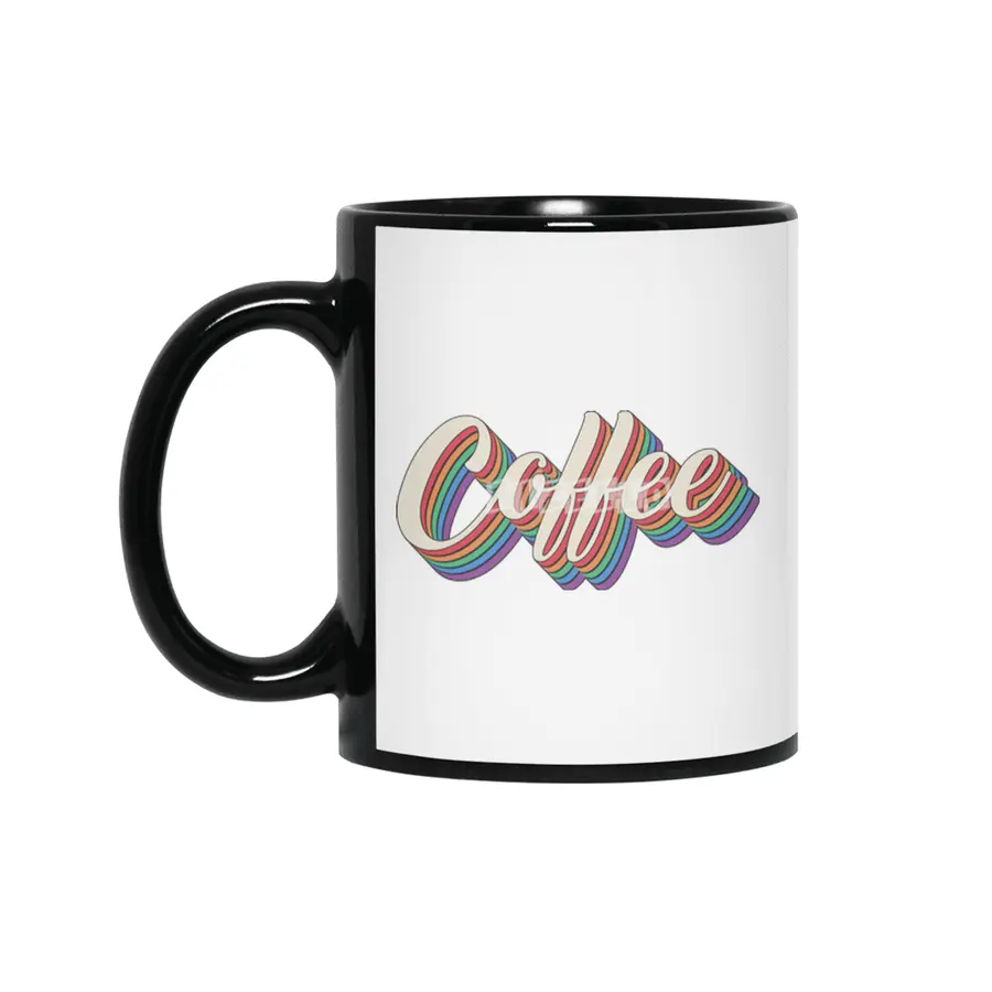Coffee Colourful Text Siyah Kupa