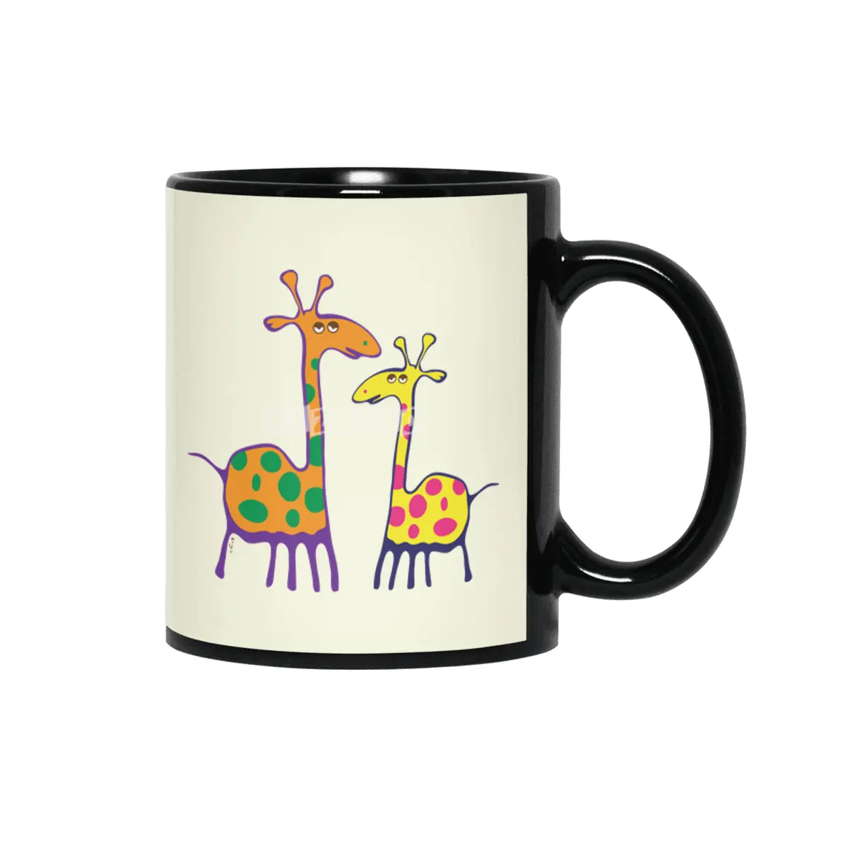 Couple of colorful giraffes Siyah Kupa