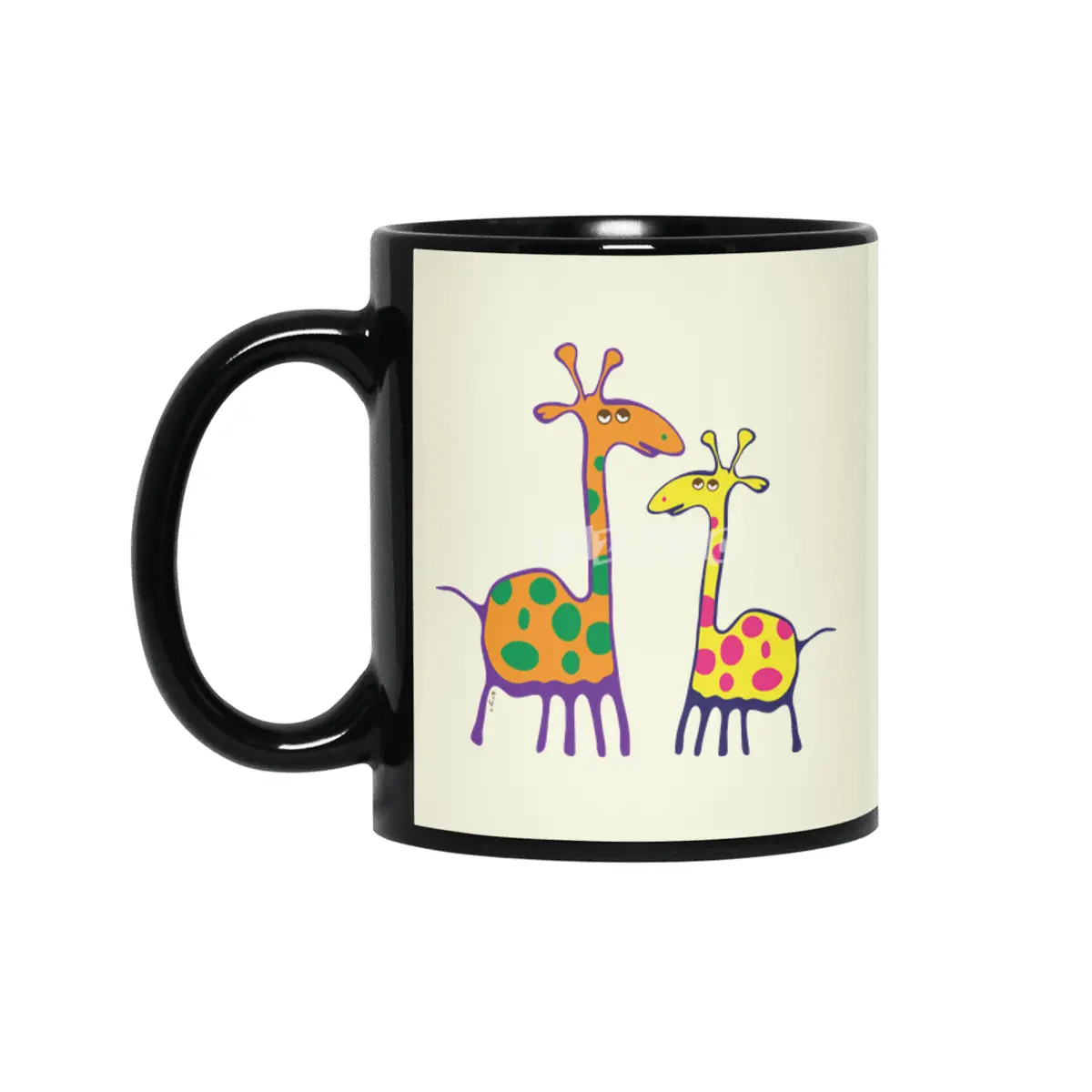 Couple of colorful giraffes Siyah Kupa