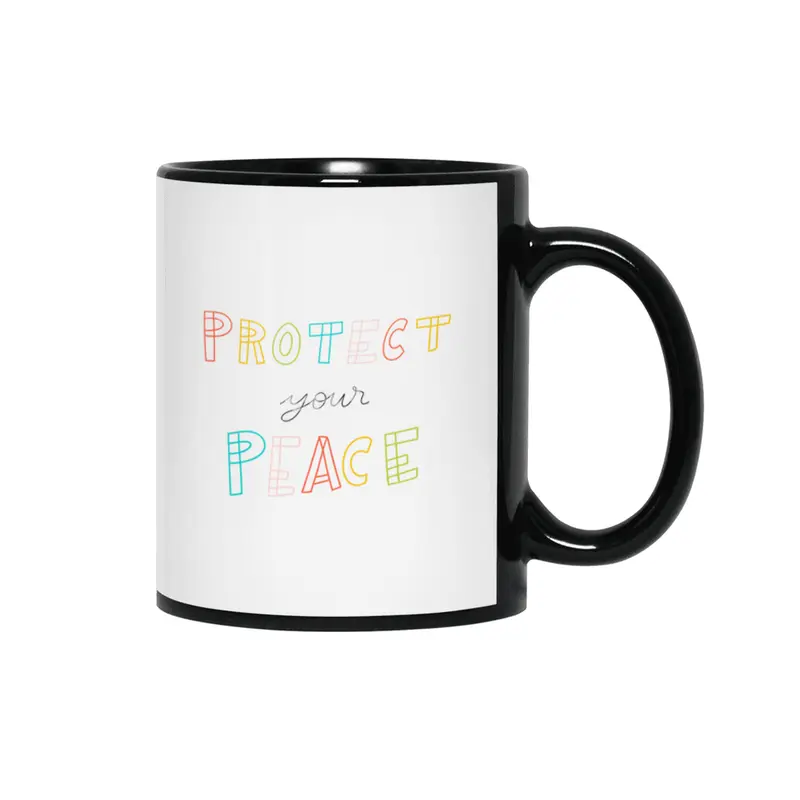 Protect your peace - colorful Lettering Siyah Kupa