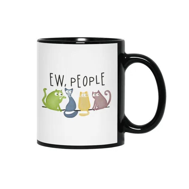 Ew, People - Colorful Cats Siyah Kupa