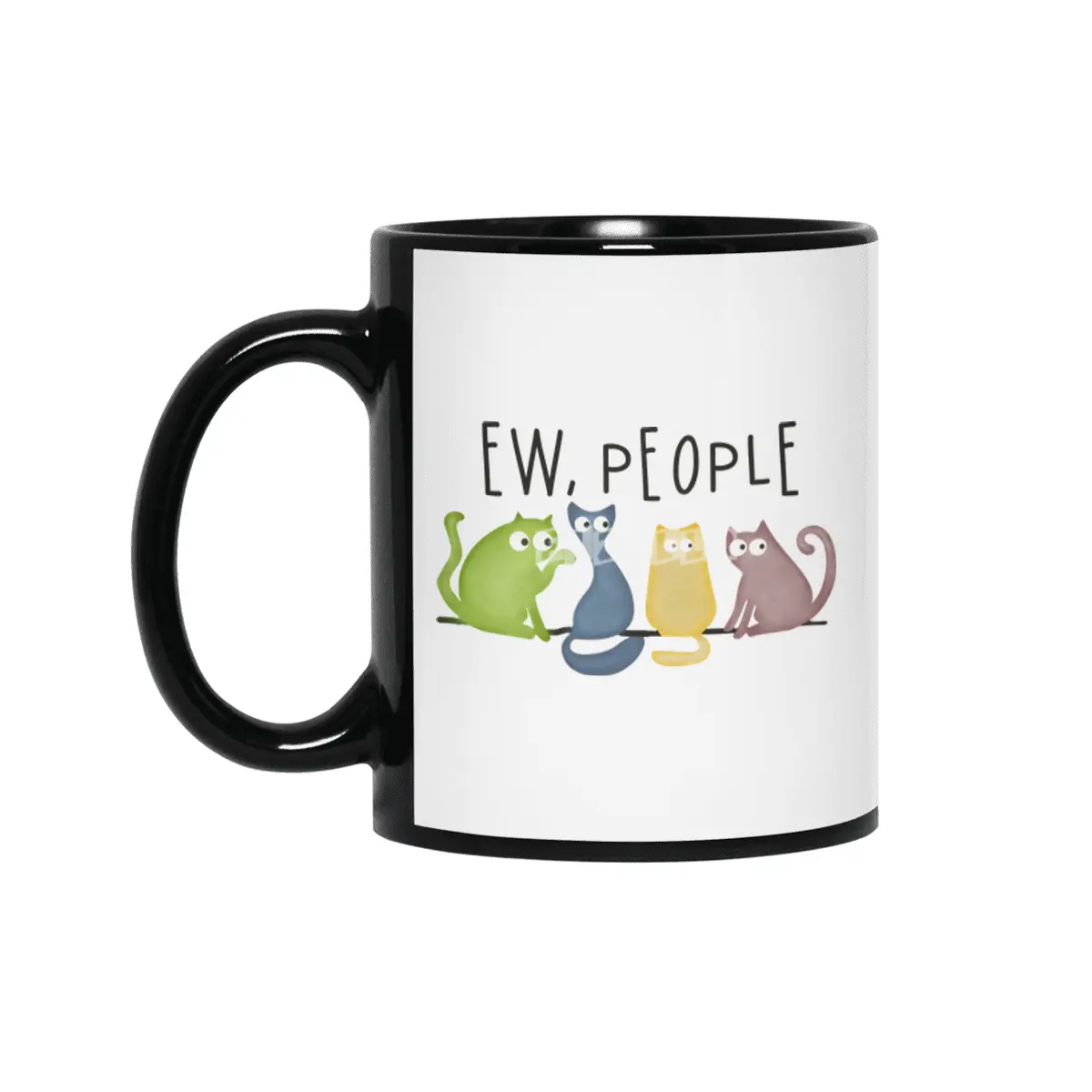 Ew, People - Colorful Cats Siyah Kupa