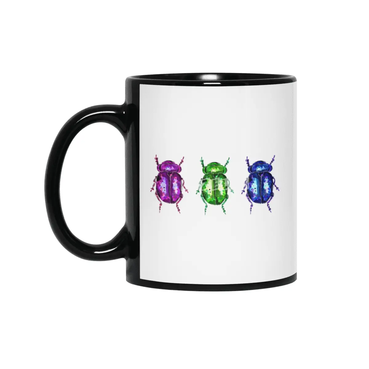 3 Colorful Bugs Siyah Kupa