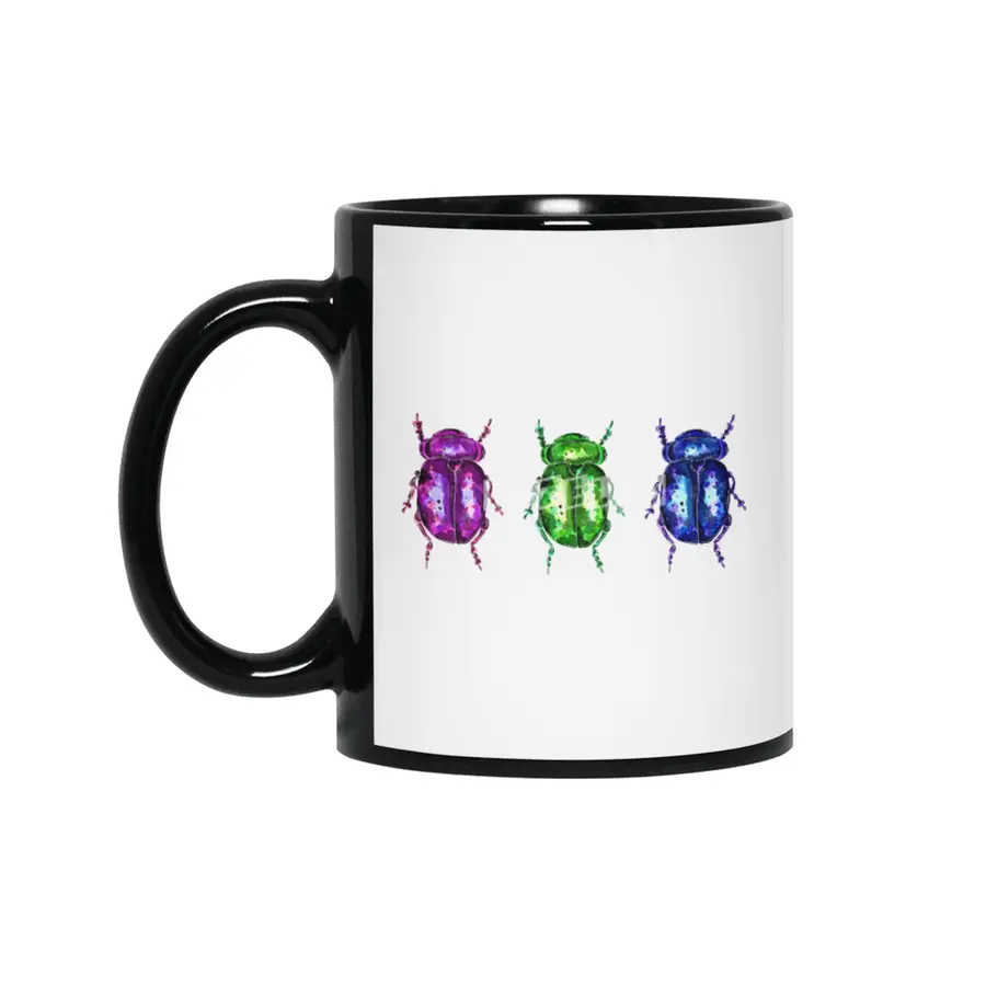 3 Colorful Bugs Siyah Kupa