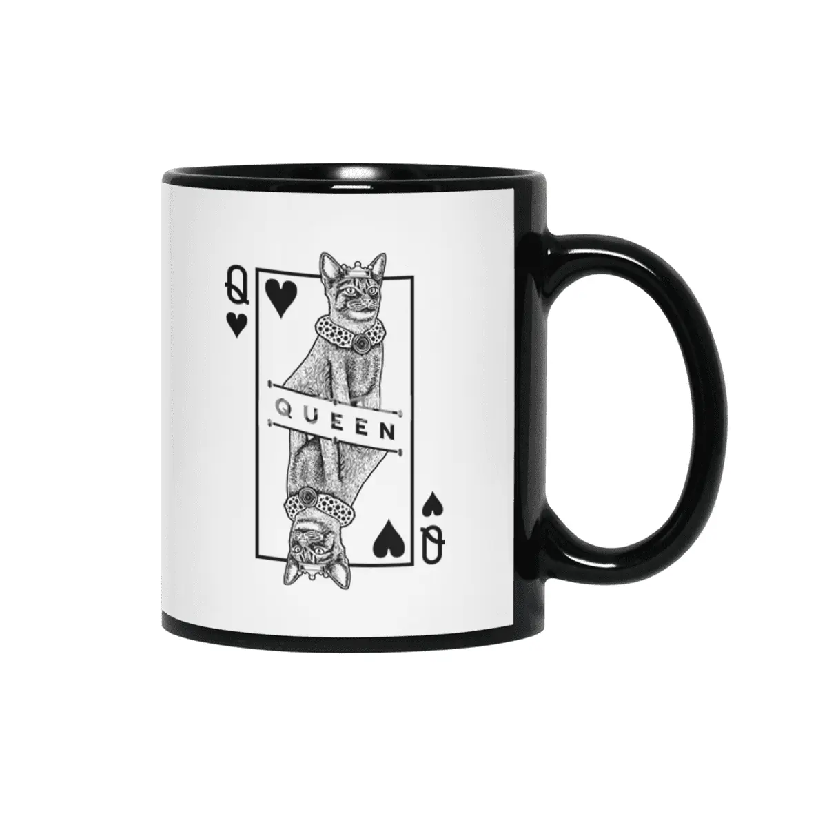 Abyssinian Cat Lover Queen Of Hearts Funny Pop Art Siyah Kupa