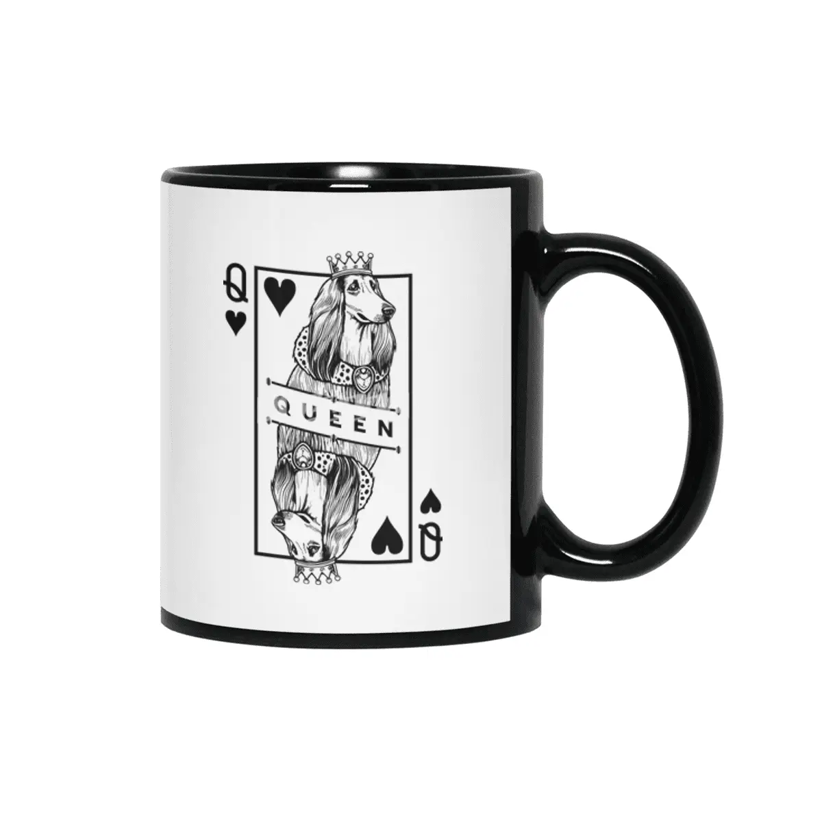 Afghan Hound Queen Of Hearts Funny Tazi Dog Lover Pop Art Siyah Kupa