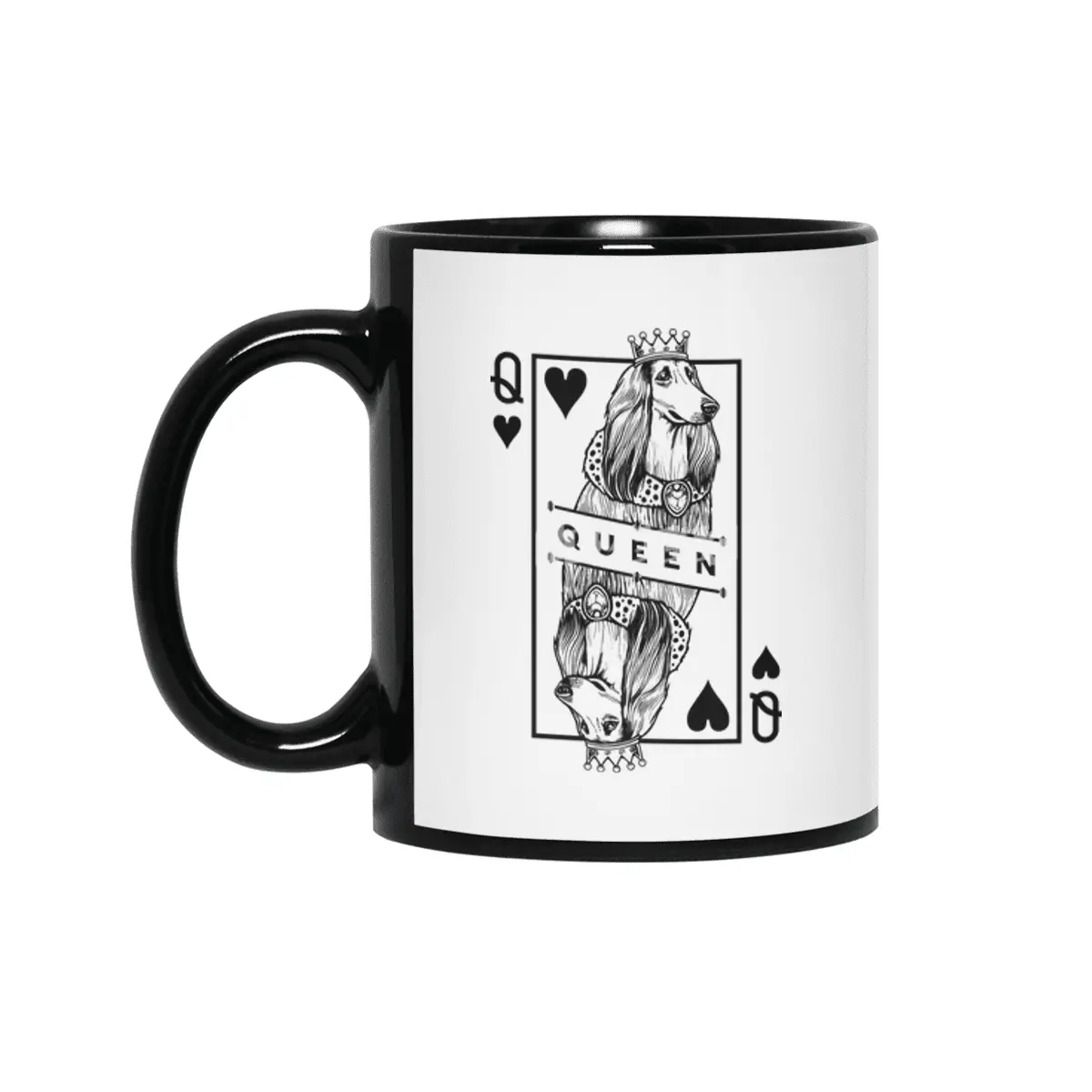 Afghan Hound Queen Of Hearts Funny Tazi Dog Lover Pop Art Siyah Kupa