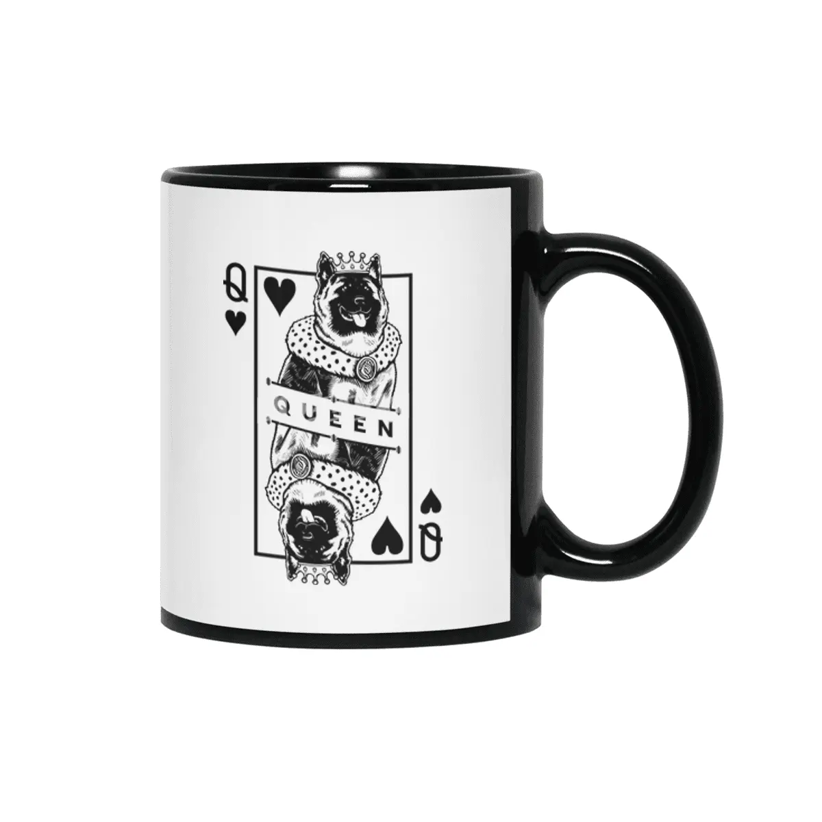 American Akita Inu Queen Of Hearts Funny Dog Lover Pop Art Siyah Kupa