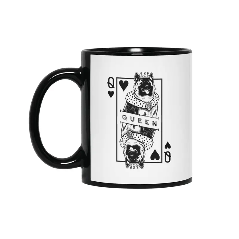 American Akita Inu Queen Of Hearts Funny Dog Lover Pop Art Siyah Kupa