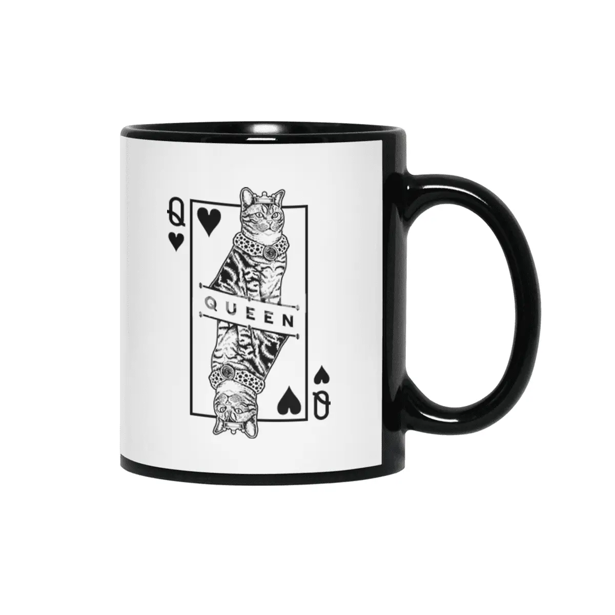 American Shorthair Cat Lover Queen Of Hearts Funny Pop Art Siyah Kupa