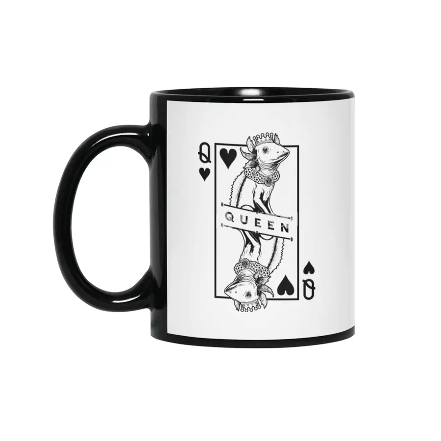 Axolotl Lover Queen Of Hearts Funny Pet Salamander Pop Art Siyah Kupa