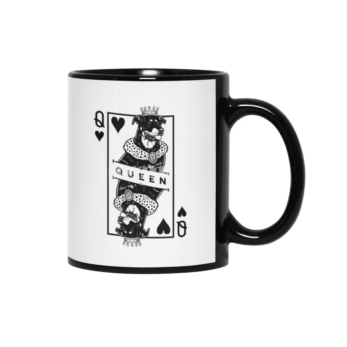 Beauceron Queen Of Hearts Funny Dog Lover Pop Art Siyah Kupa
