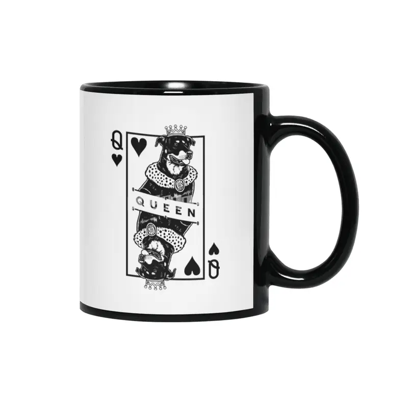 Beauceron Queen Of Hearts Funny Dog Lover Pop Art Siyah Kupa